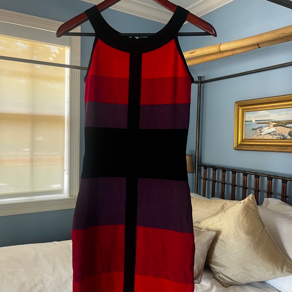 Jax Red and Purple Sleeveless Bandage Dress